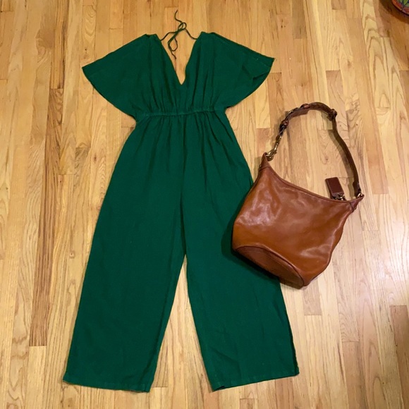 Zara Pants - Emerald green, linen jumpsuit